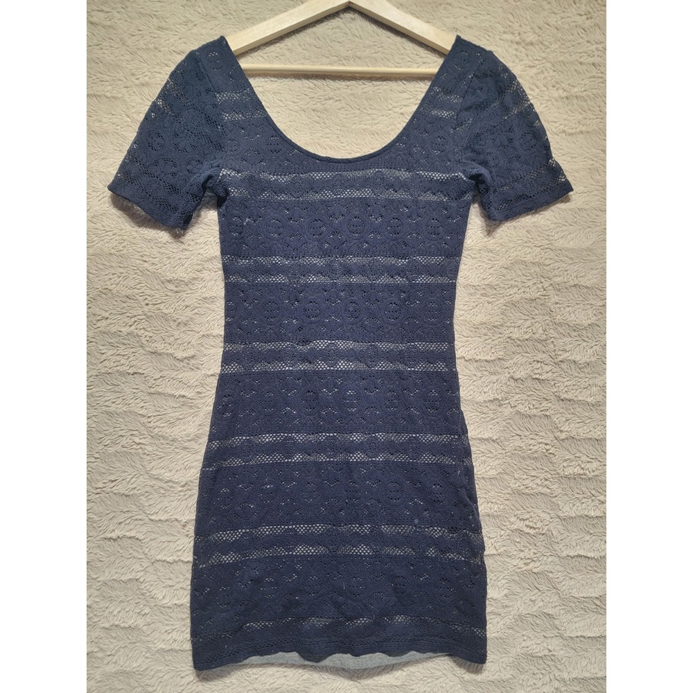 Abercrombie & Fitch Navy Blue Lace Bodycon Mini Dress Short Sleeve Scoop Neck S